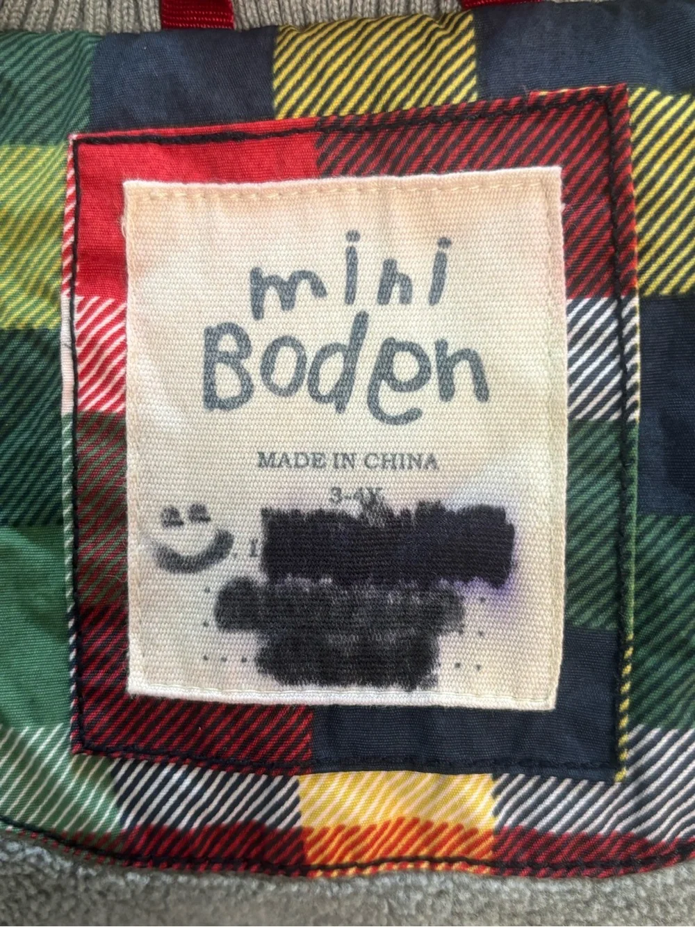 Mini Boden Multicolor Plaid Hooded Jacket Size 3-4 Fall Winter Coat Boys Girls